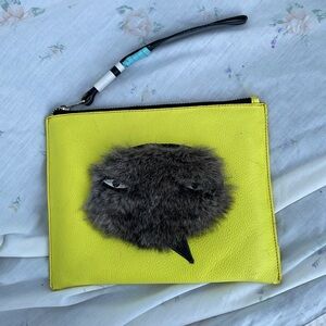 Min and Mon yellow fur pouch